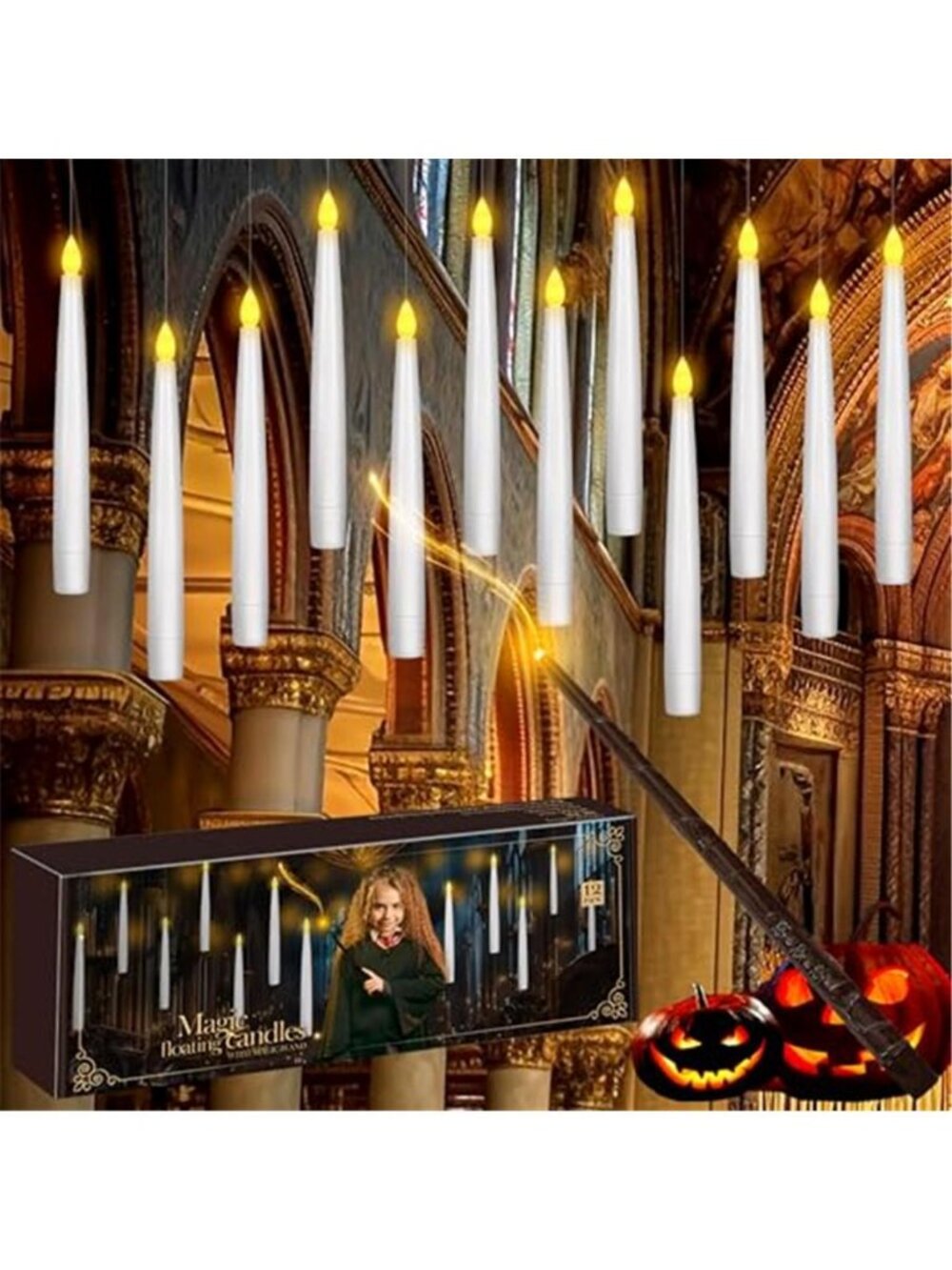 20pcs Flameless Taper Candles with Remote, 3D Window Candle, Floating Hanging